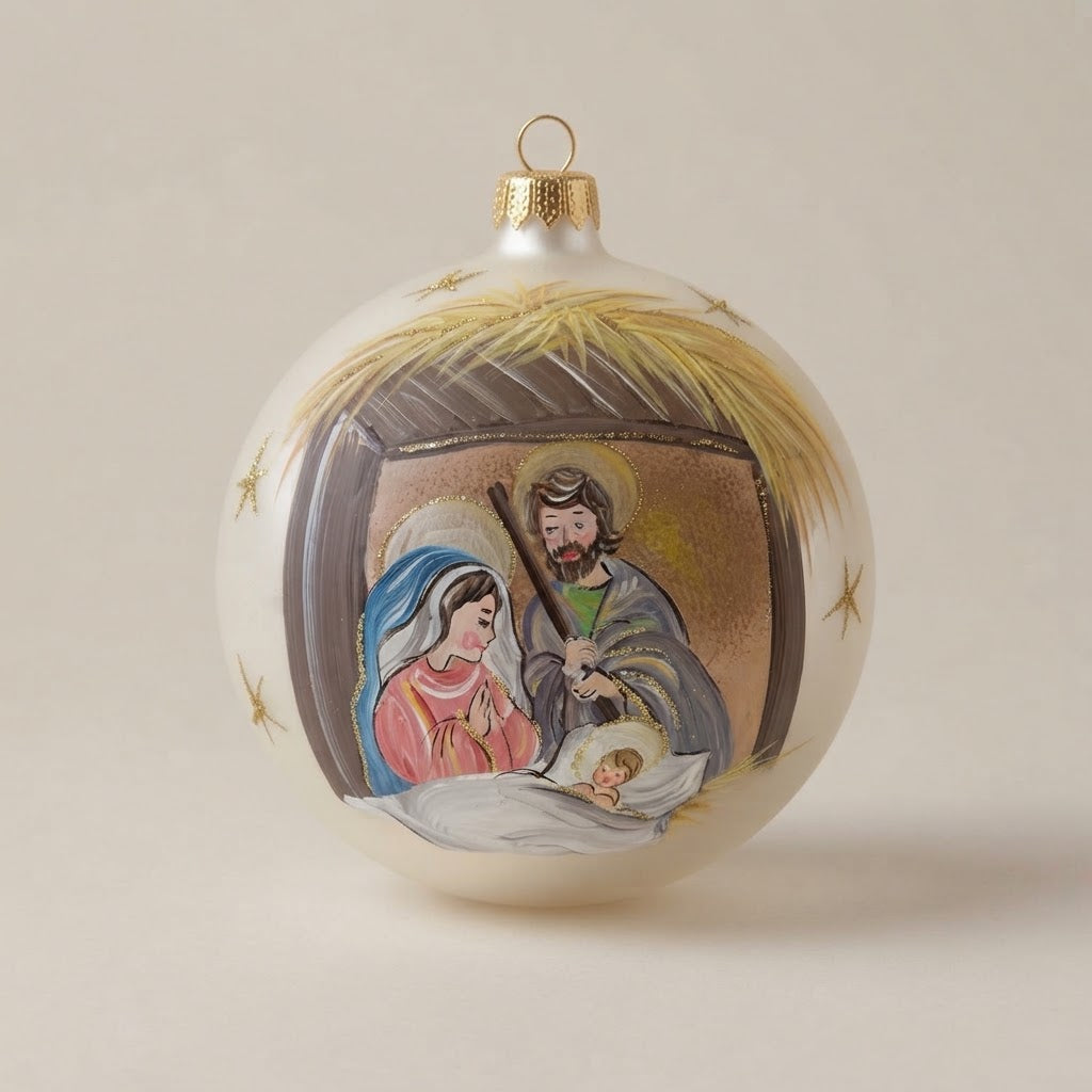 Palla di Natale Natività nella capanna, Ø 12 cm