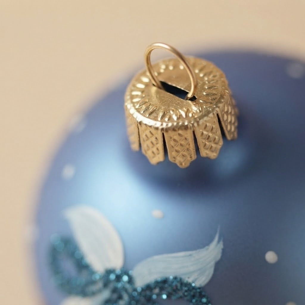 Particolare della palla di Natale in vetro soffiato dipinta a mano