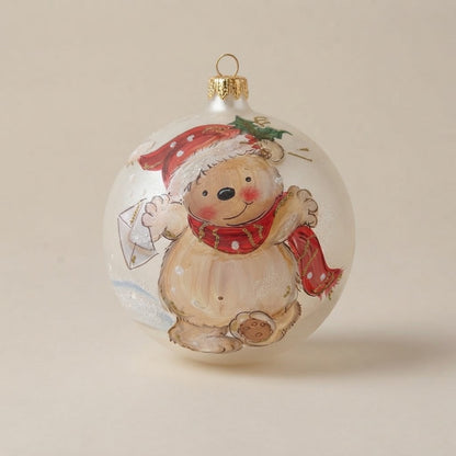 Palla di Natale orsetto con cappello di Babbo Natale, Ø 12 cm