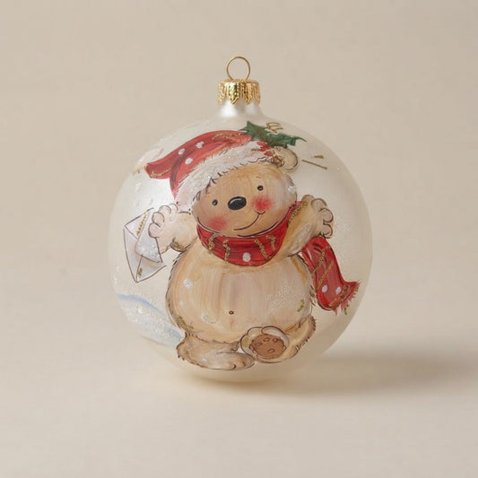 Palla di Natale orsetto con cappello di Babbo Natale, Ø 12 cm