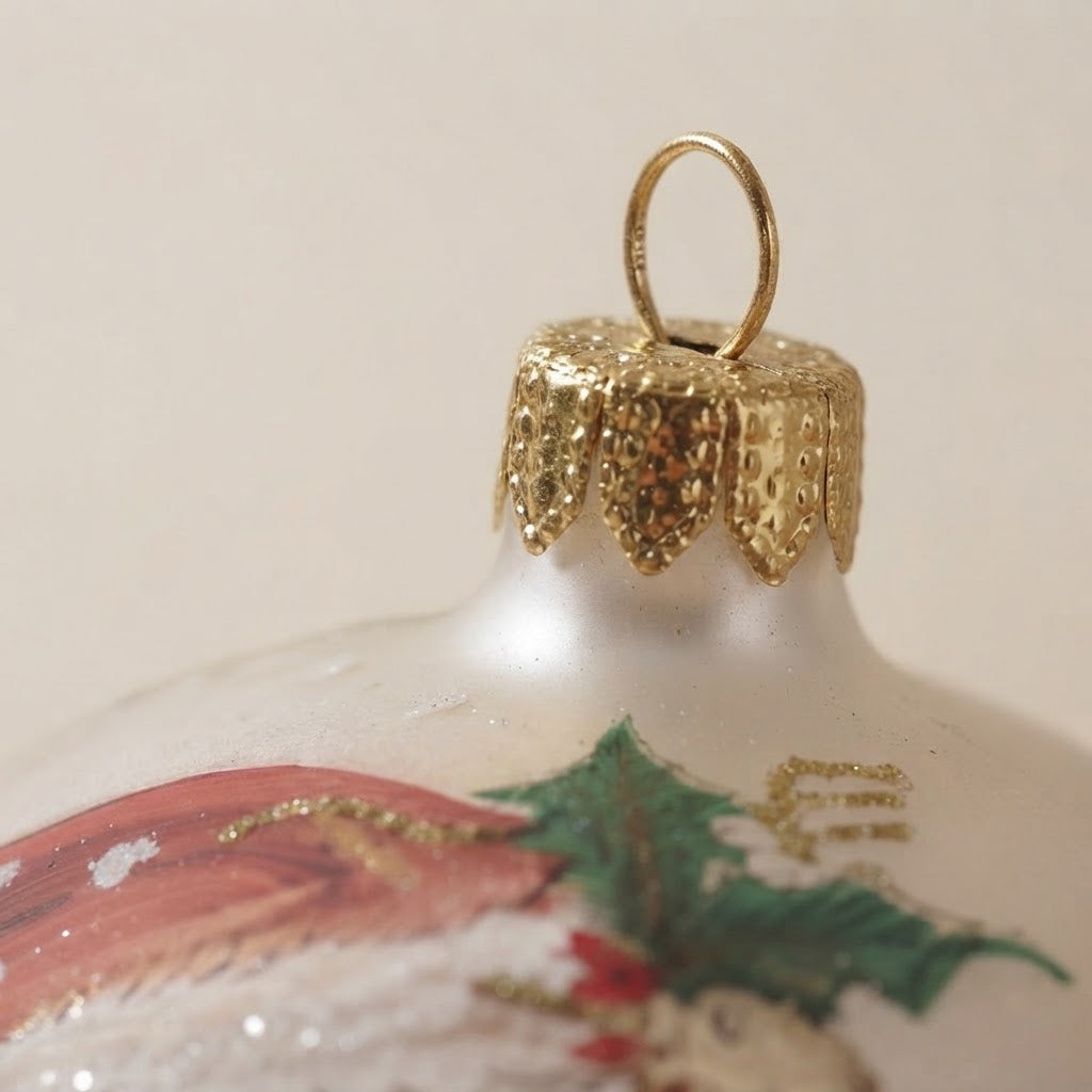 Dettaglio ravvicinato: palla di Natale orsetto con cappello di Babbo Natale, Ø 12 cm