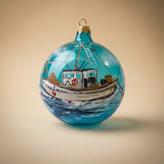 Palla di Natale peschereccio su turchese, Ø 10 cm