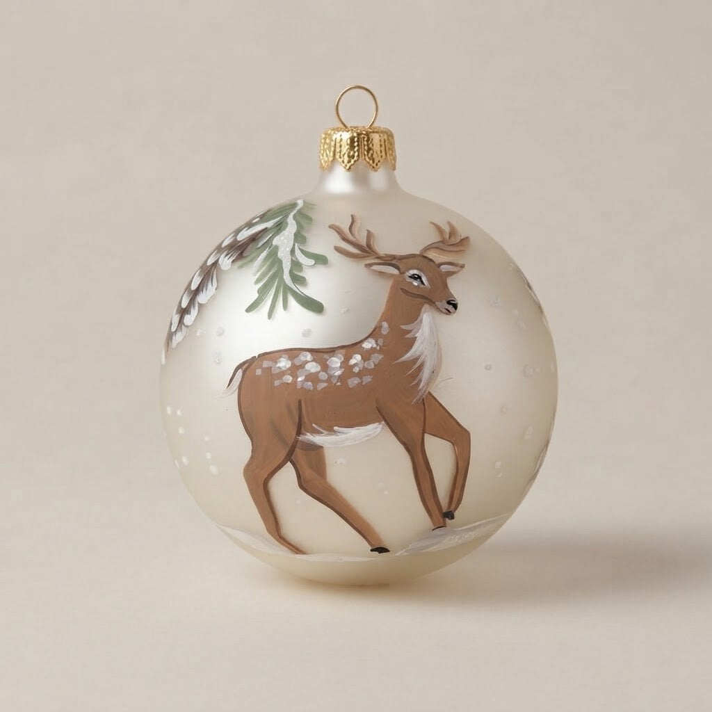 Palla di Natale renna e pigne, Ø 10 cm