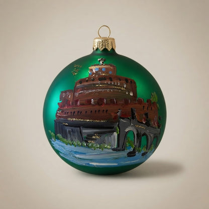 Palla di Natale Castel Sant'Angelo su verde, Ø 10 cm – vista intera