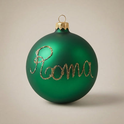 Palla di Natale Castel Sant'Angelo su verde, Ø 10 cm – cappuccio dorato