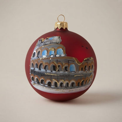 Palla di Natale Colosseo su rosso, Ø 10 cm – vista intera