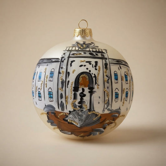 Christmas ornament with the Trevi Fountain on white, 4 in (10 cm) – full view
