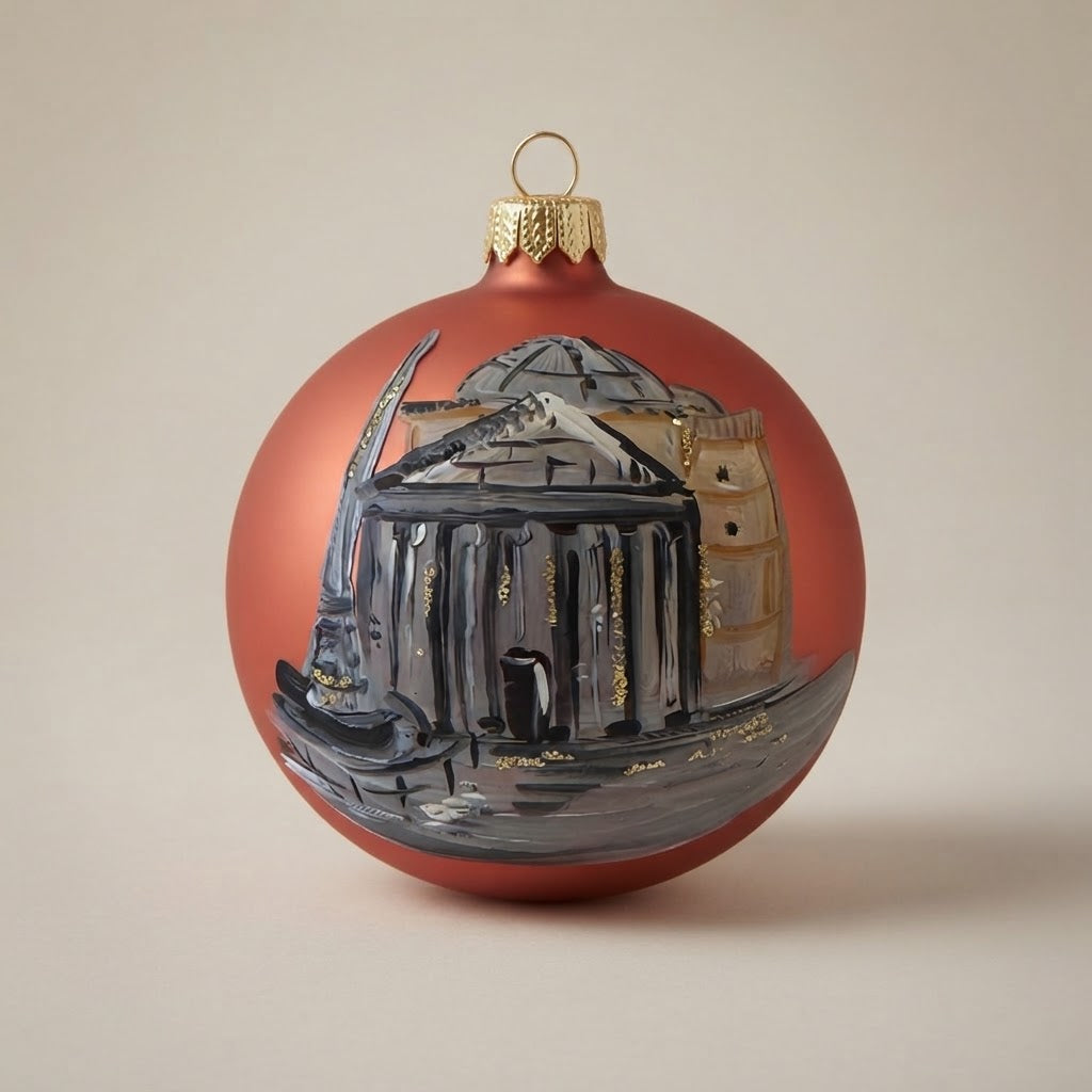 Palla di Natale Pantheon su terracotta, Ø 10 cm – vista intera