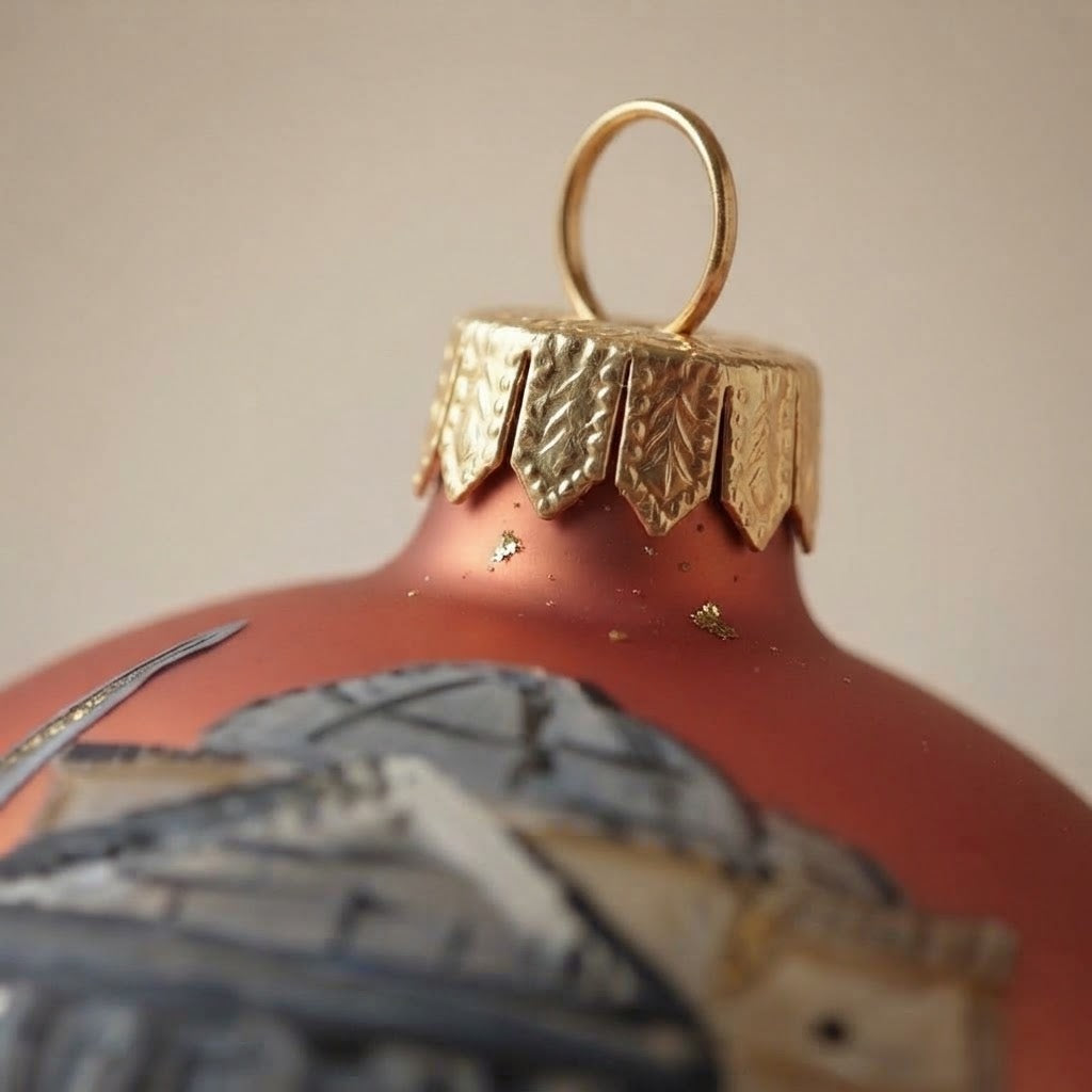 Palla di Natale Pantheon su terracotta, Ø 10 cm – cappuccio dorato