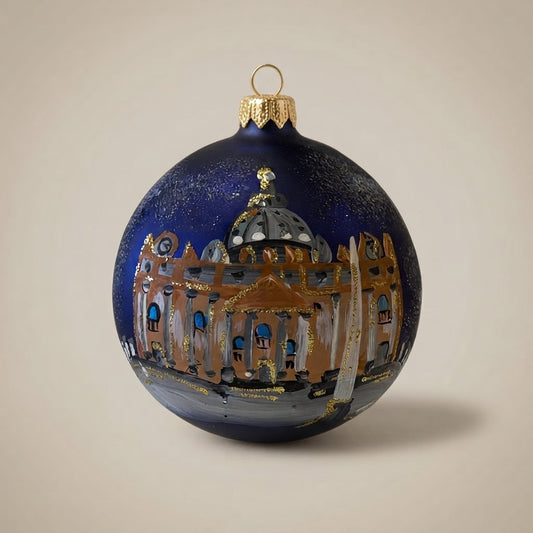 Christmas ornament with St. Peter's on midnight blue, 4 in (10 cm) – full view