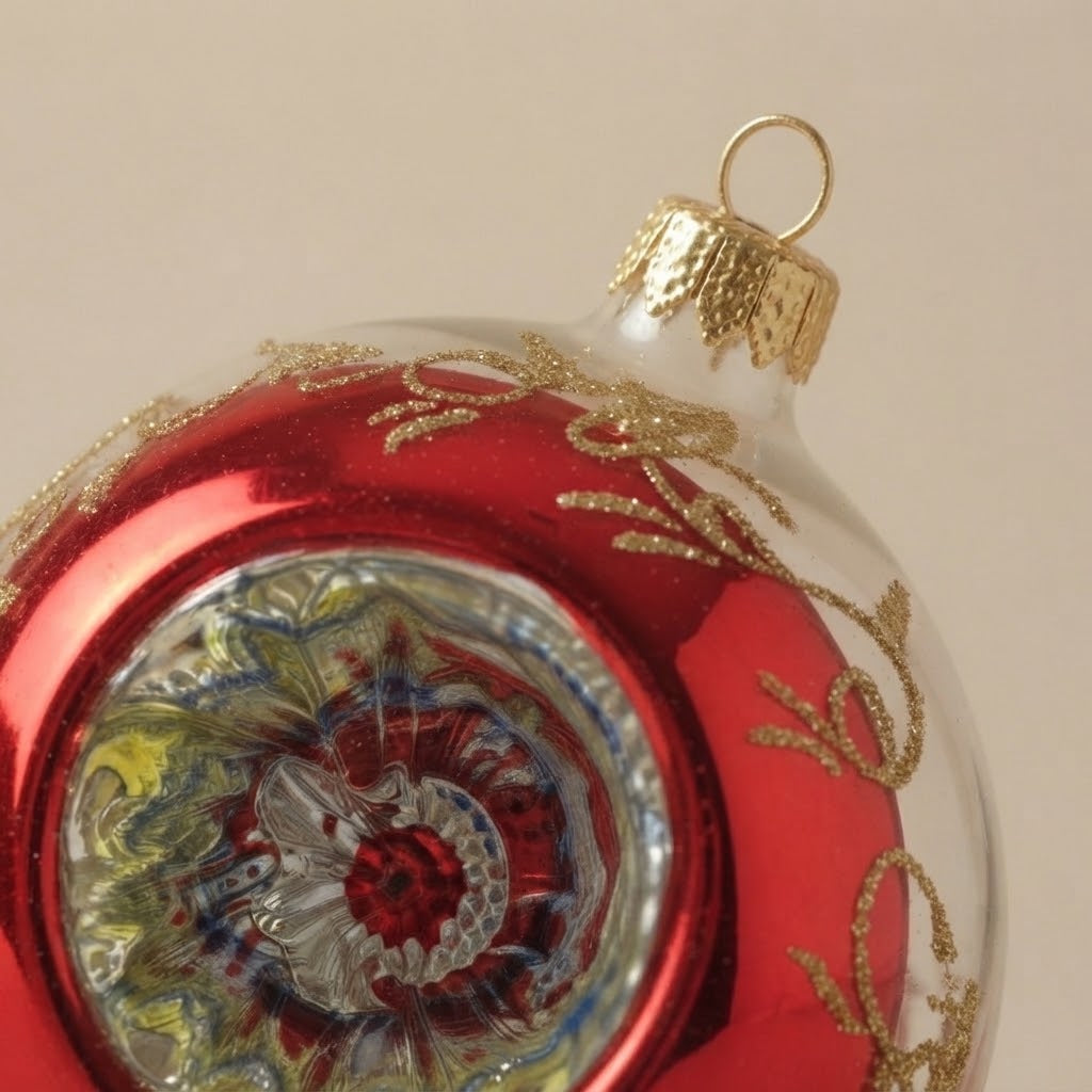 Dettaglio del riflettore: palla di Natale rossa e argento, Ø 10 cm, Unica collection