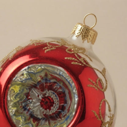 Dettaglio del riflettore: palla di Natale rossa e argento, Ø 10 cm, Unica collection