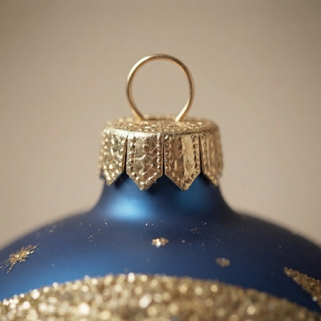 Dettaglio ravvicinato: palla di Natale Sacra Famiglia su blu, Ø 12 cm