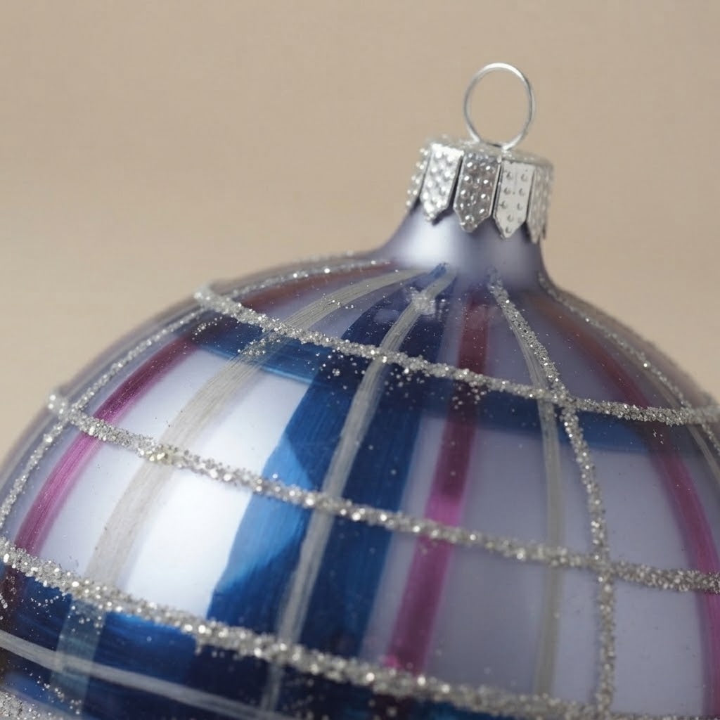 Particolare della palla di Natale in vetro soffiato dipinta a mano