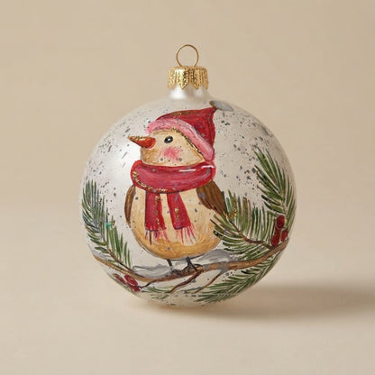 Palla di Natale uccellino con cappello e sciarpa, Ø 10 cm
