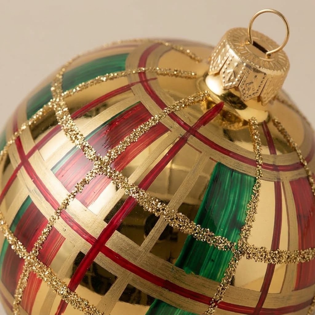 Particolare della palla di Natale in vetro soffiato dipinta a mano