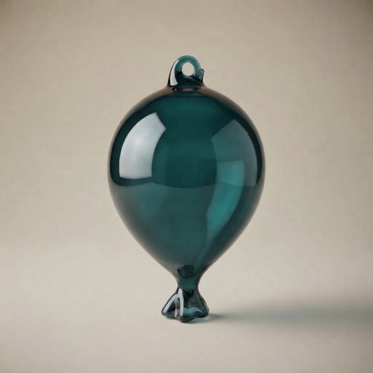 Teal glass balloon ornament to hang