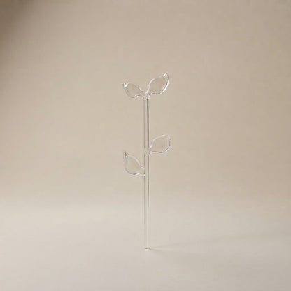 Ramo con foglie in vetro trasparente