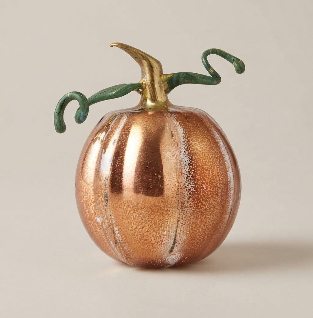 Bronze pumpkin with green curls