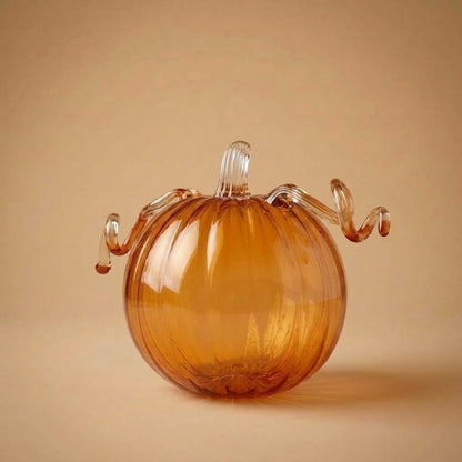 Zucca in vetro ambra trasparente con costolature