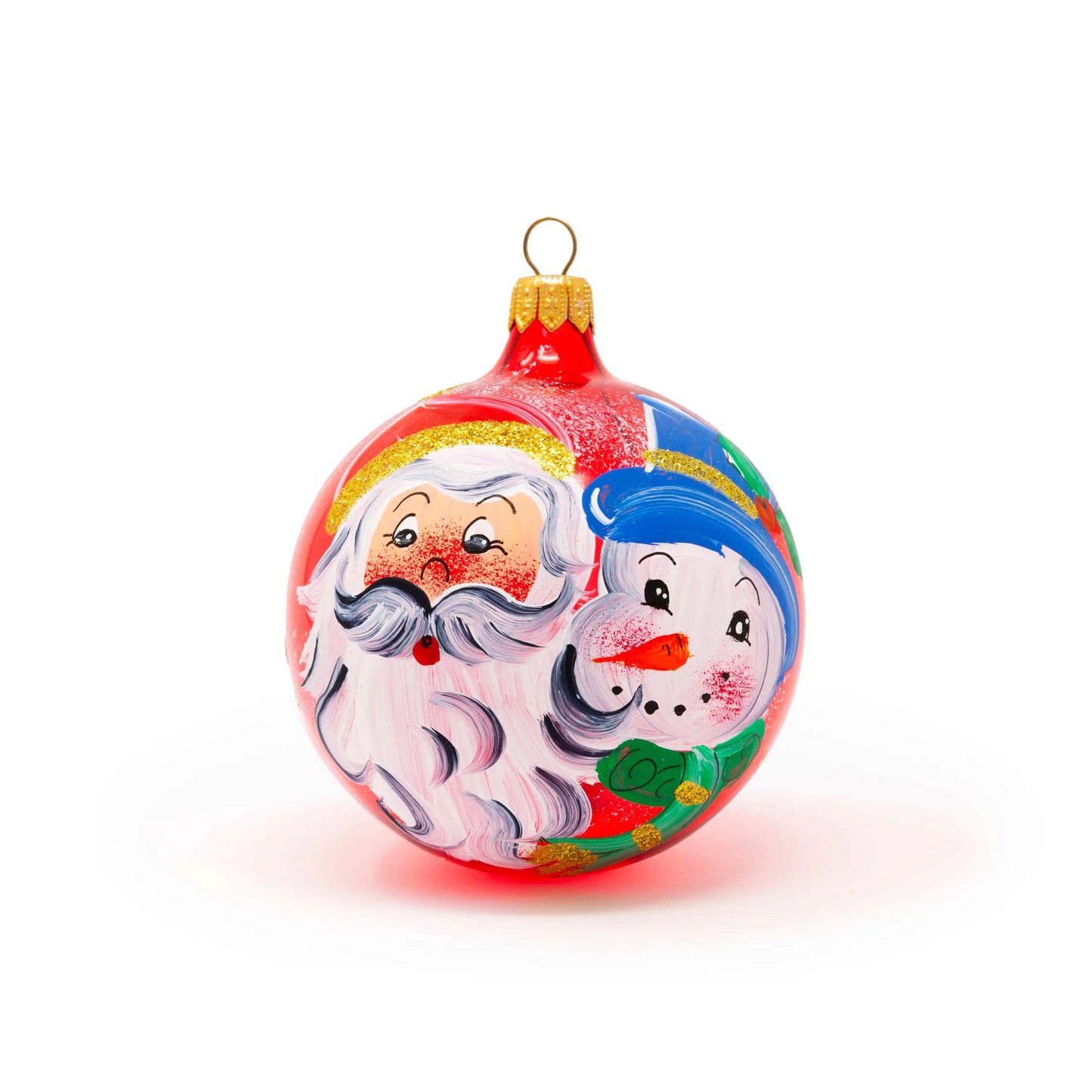 Santa Claus ball and red snowman